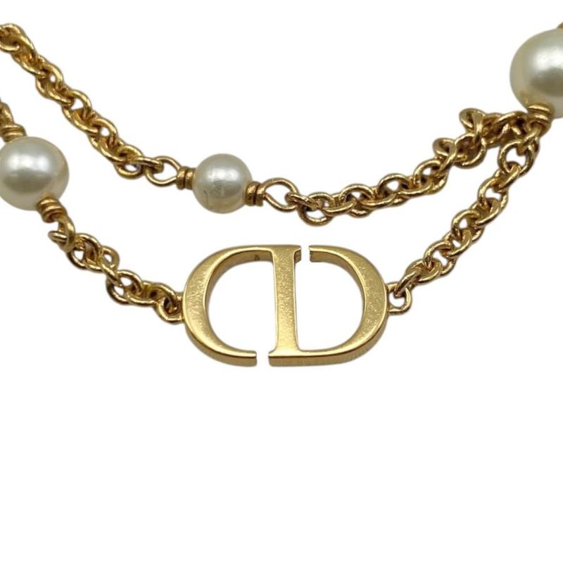 Christian Dior Bracelet Petit CD B2068womrs_d301 Metal Resin Pearl Gold Logo