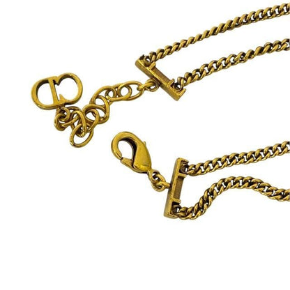 Christian DIOR J'adior 2 Chain Choker Necklace Antique Gold Metal