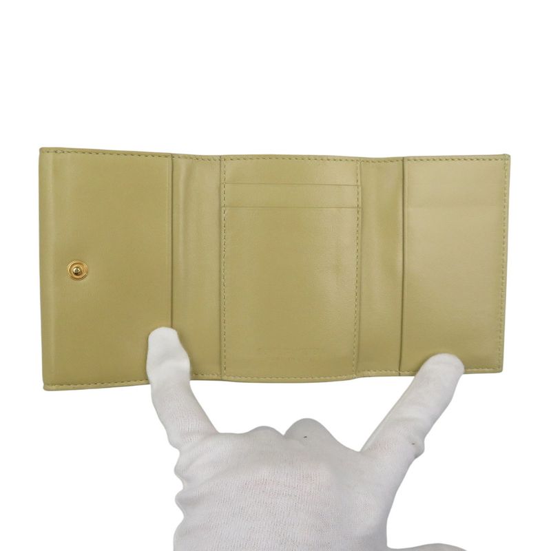 Bottega Veneta Triangle Tiny Wallet Calfskin Gold Hardware Silver Hardware