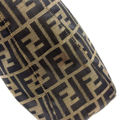 Fendi Zucca Leather And Canvas Brown And Black Shoulder Bag Gold