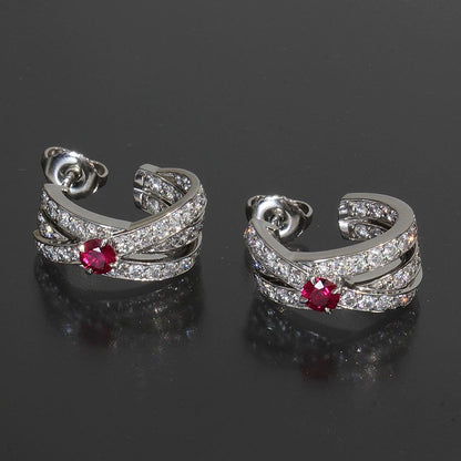 Harry Winston Geometric Ruby Diamond Earrings Earring Pt950 E1459