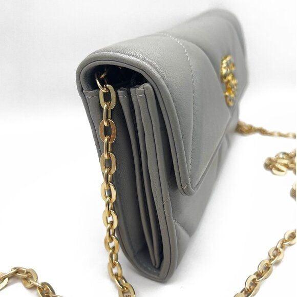 Authentic CHANEL 19 CC Lambskin Wallet Chain WOC Shoulder Crossbody Bag Leather - The Reluxe