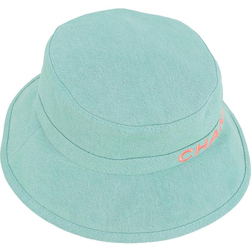 Authentic CHANEL Bucket Hat Aqua Blue Green Cotton Denim - The Reluxe