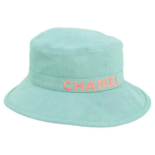 Authentic CHANEL Bucket Hat Aqua Blue Green Cotton Denim - The Reluxe