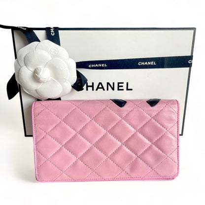 Authentic Chanel Cambon Line Long Wallet Purse Pink Quilted Leather - The Reluxe