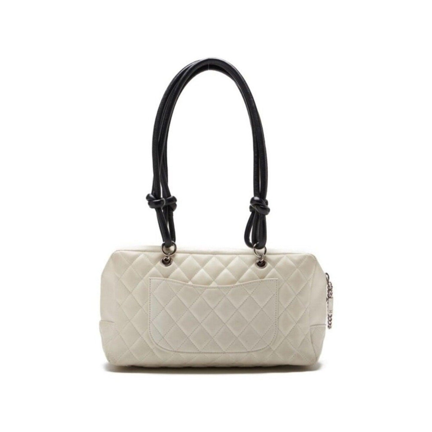 Authentic CHANEL Cambon Quilted Ligne Shoulder Bowling Bowler Bag Tote White - The Reluxe