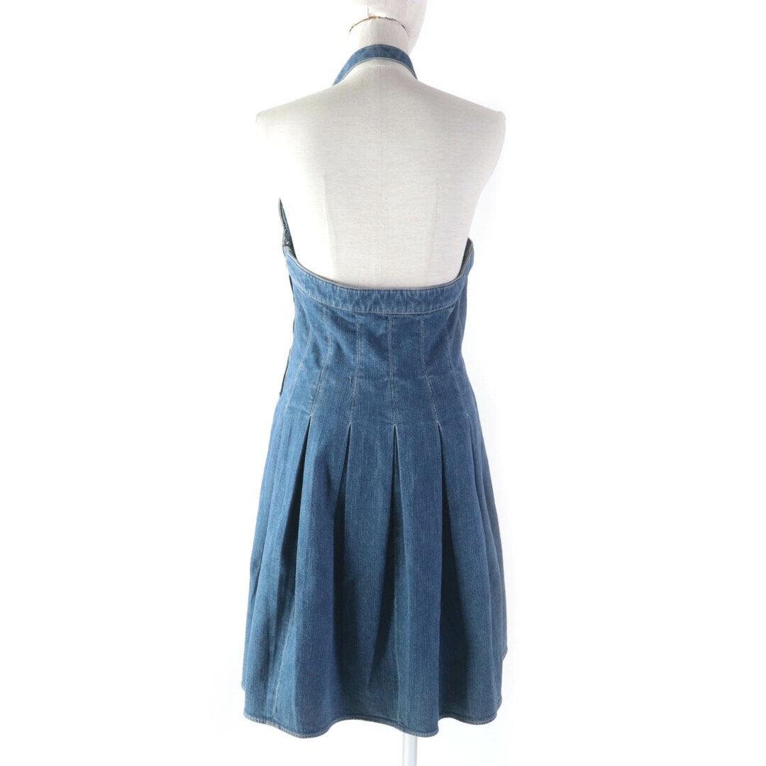 Authentic CHANEL CC 07C Denim Sleeveless Short Dress Blue Vintage Pleated 40 - The Reluxe