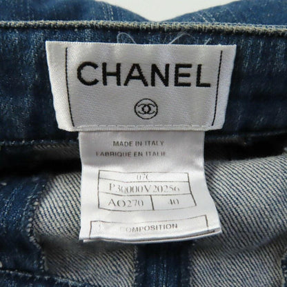 Authentic CHANEL CC 07C Denim Sleeveless Short Dress Blue Vintage Pleated 40 - The Reluxe