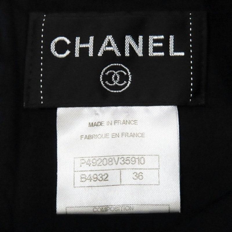 Authentic CHANEL CC 14SS Vintage Tweed Knit Short Dress Sleeveless Navy White 36 - The Reluxe