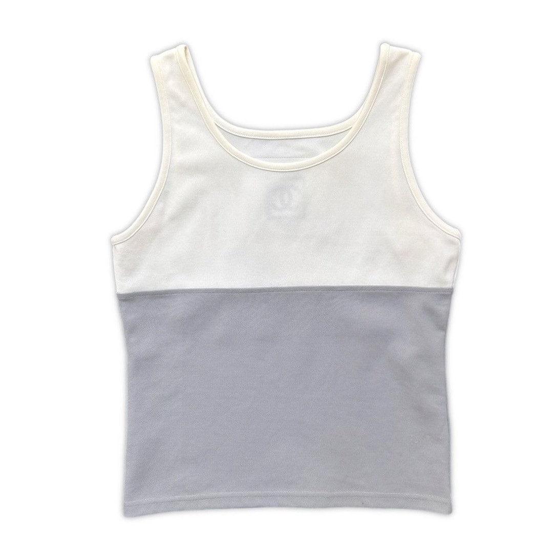 Authentic CHANEL CC 2002 Vintage Sports Line Identification Tank Top White Grey - The Reluxe