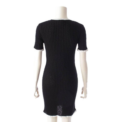Authentic CHANEL CC 22C Black Cotton Short Midi Dress Vintage - The Reluxe