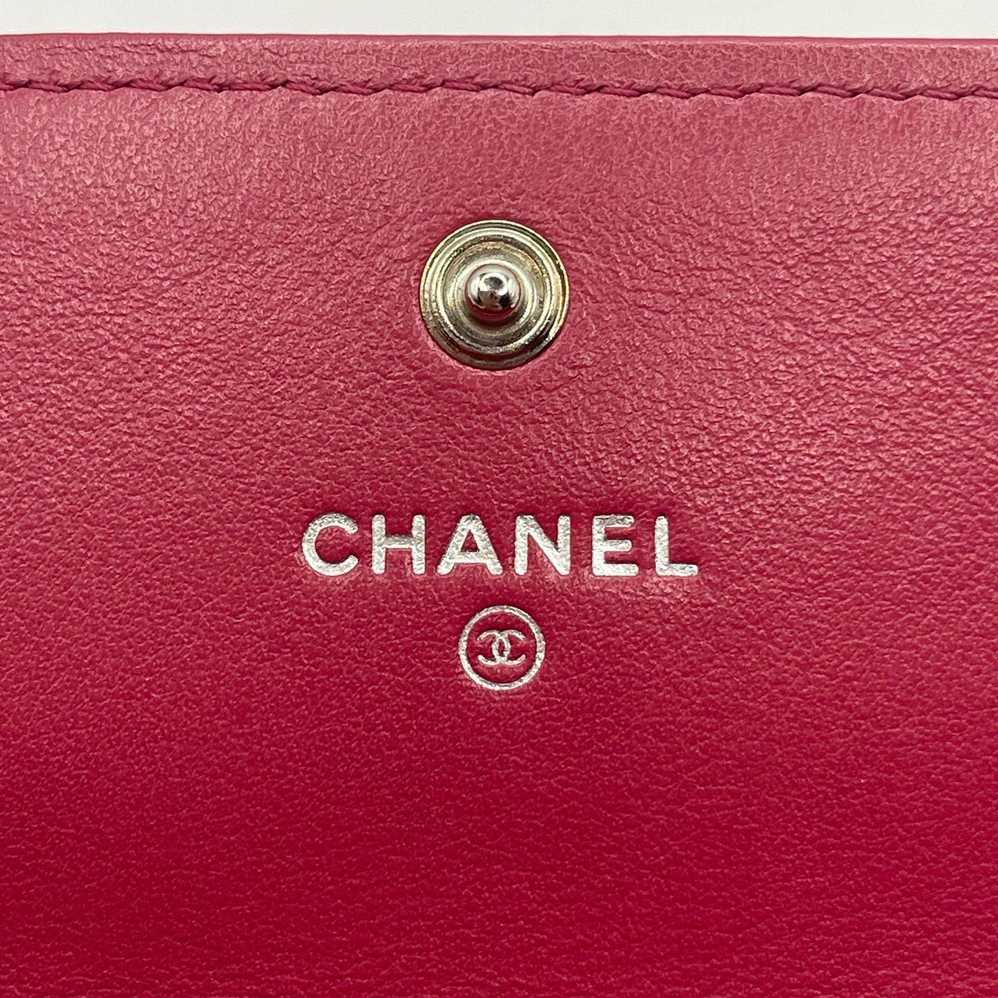 Authentic CHANEL CC Camellia Lambskin Quilted Flap Wallet on Chain Pink Shoulder - The Reluxe