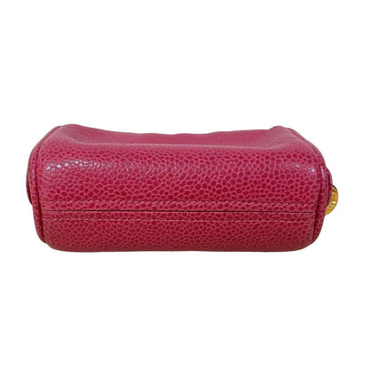 Authentic CHANEL CC Caviar Leather Coin Case Cosmetic Makeup Case Pouch Pink - The Reluxe