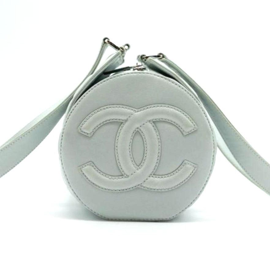 Authentic CHANEL CC Chocolate Bar Quilted Leather Bowler Shoulder Bag Purse Blue - The Reluxe