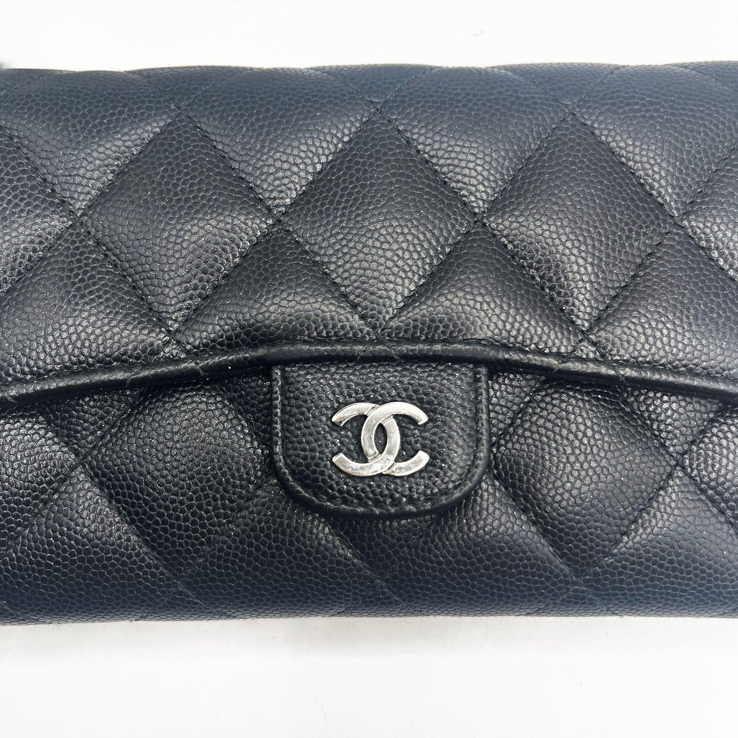 Authentic CHANEL CC Classic Caviar Flap Wallet on Chain Shoulder Crossbody Black - The Reluxe