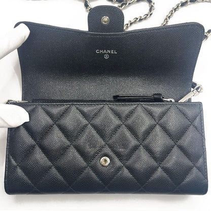 Authentic CHANEL CC Classic Caviar Flap Wallet on Chain Shoulder Crossbody Black - The Reluxe