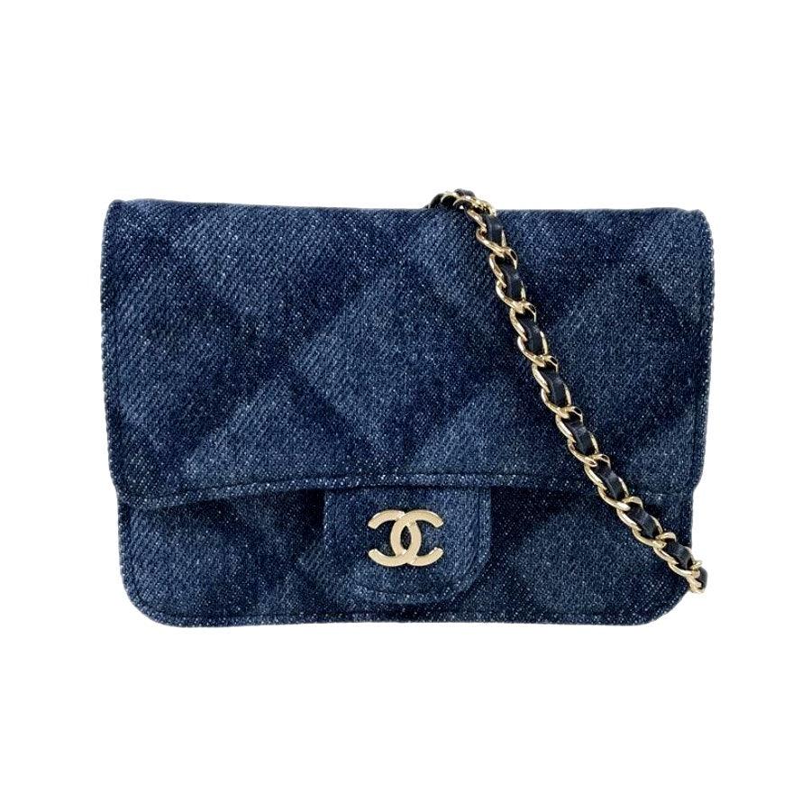 Authentic CHANEL CC Denim Mini Flap Quilted Bag Chain Purse - The Reluxe