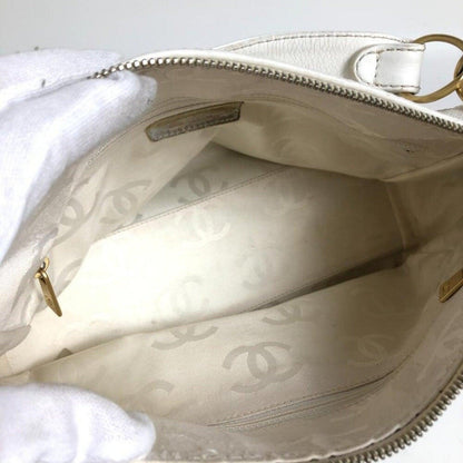 Authentic CHANEL CC Lambskin Leather Vintage Quilted Shoulder Bag Tote White - The Reluxe