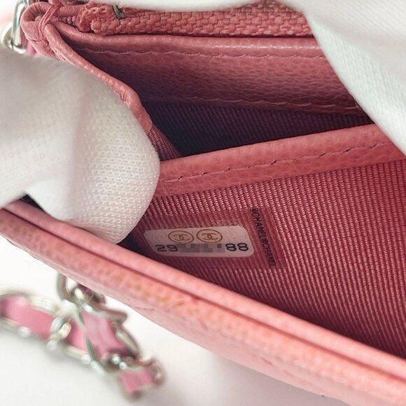 Authentic CHANEL CC Lambskin Quilted Box Flap Wallet on Chain Pink Shoulder Bag - The Reluxe