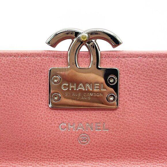 Authentic CHANEL CC Lambskin Quilted Box Flap Wallet on Chain Pink Shoulder Bag - The Reluxe