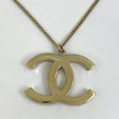 Authentic CHANEL CC Logo CocoMark Vintage Chain Necklace Crystal Rhinestone Gold - The Reluxe