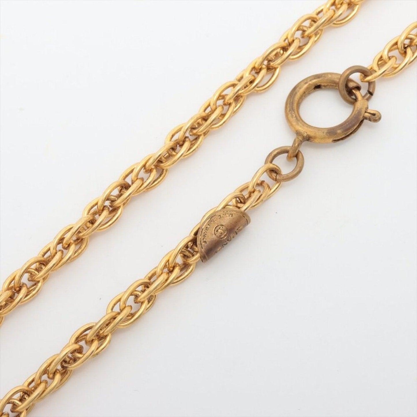 Authentic CHANEL CC Logo CocoMark Vintage Chain Necklace Crystal Rhinestone Gold - The Reluxe