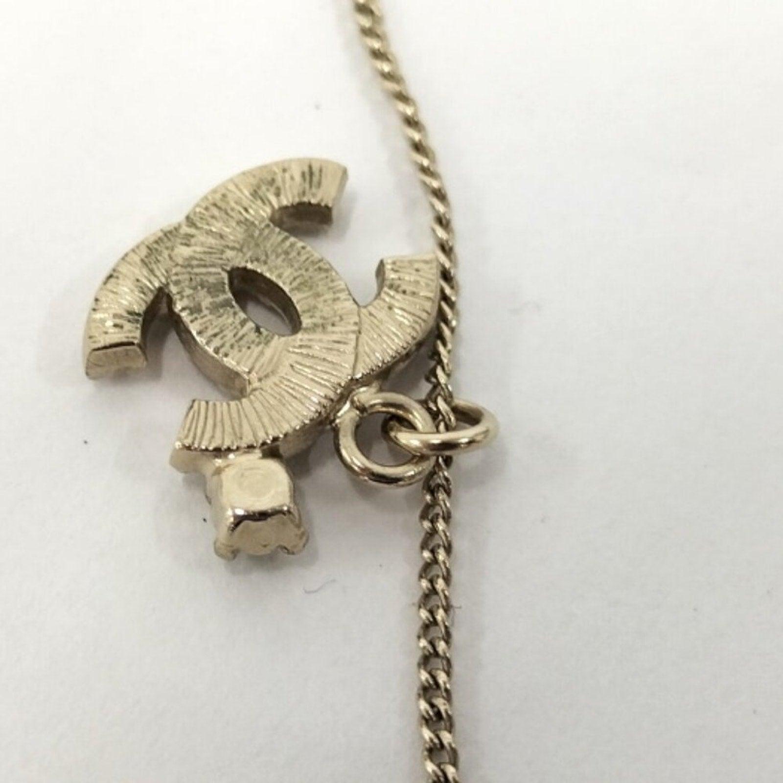 Authentic CHANEL CC Logo CocoMark Vintage Chain Necklace Crystal Rhinestone Gold - The Reluxe