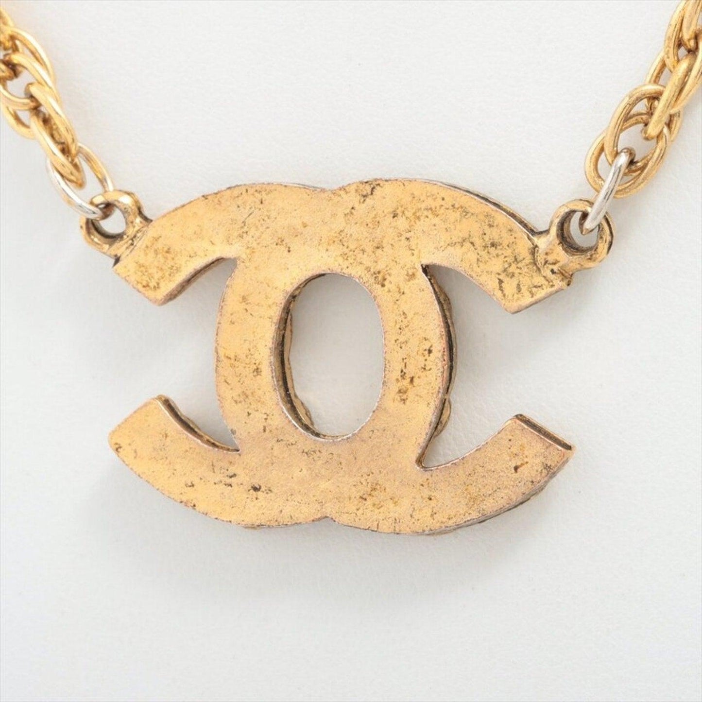 Authentic CHANEL CC Logo CocoMark Vintage Chain Necklace Crystal Rhinestone Gold - The Reluxe