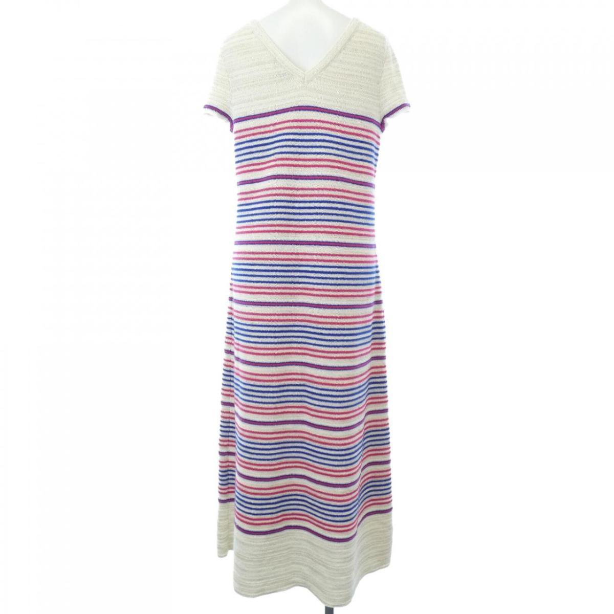 Authentic CHANEL CC Logo Striped Maxi Dress Cashmere 38 - The Reluxe