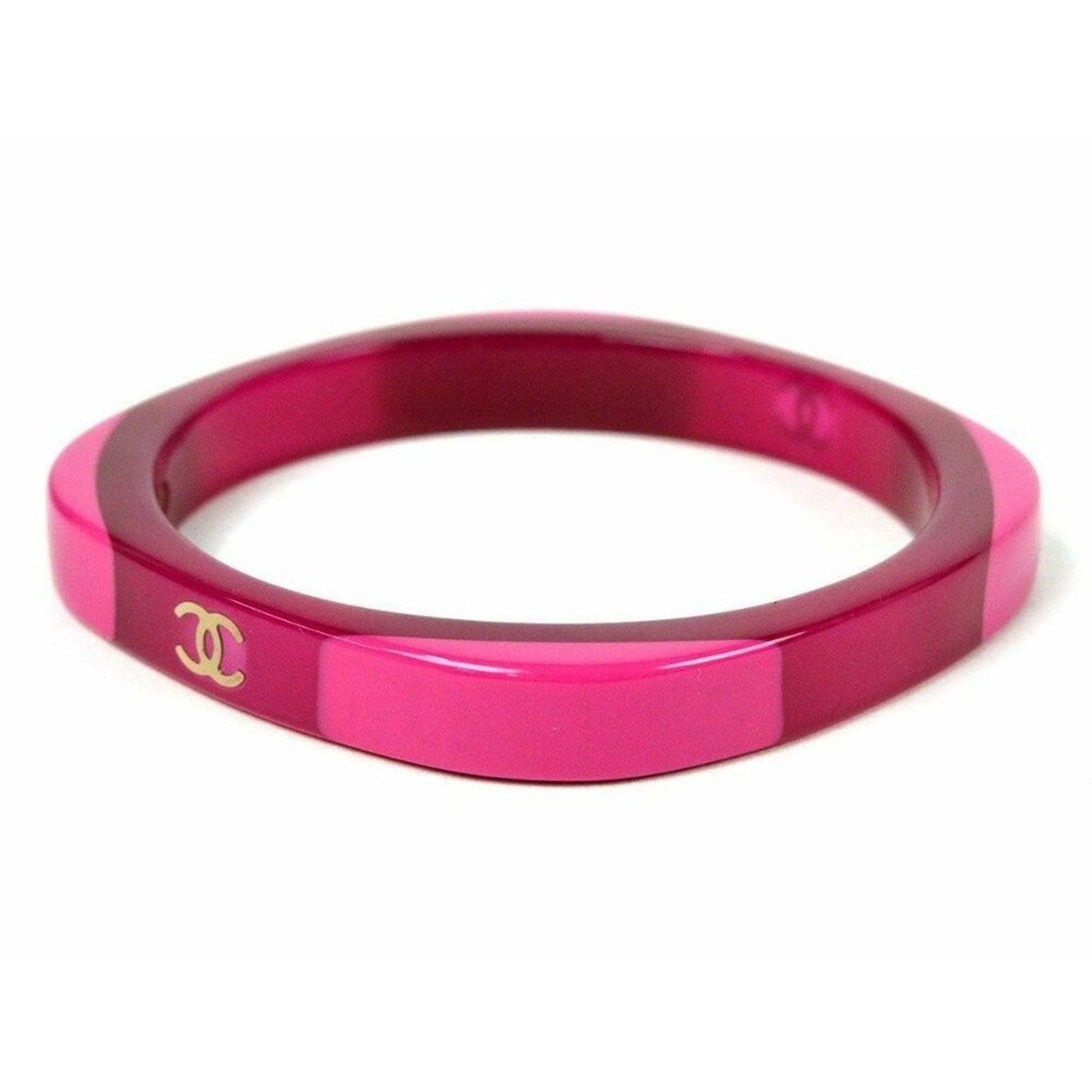 Authentic CHANEL CC Logo Vintage Bracelet Cuff Bangle Pink Cambon Paris - The Reluxe