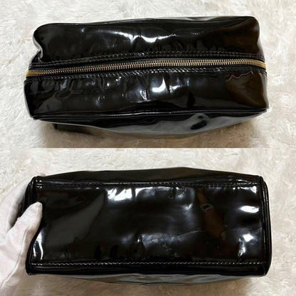 Authentic CHANEL CC Patent Leather Vanity Cosmetic Makeup Case Pouch Black Bag - The Reluxe