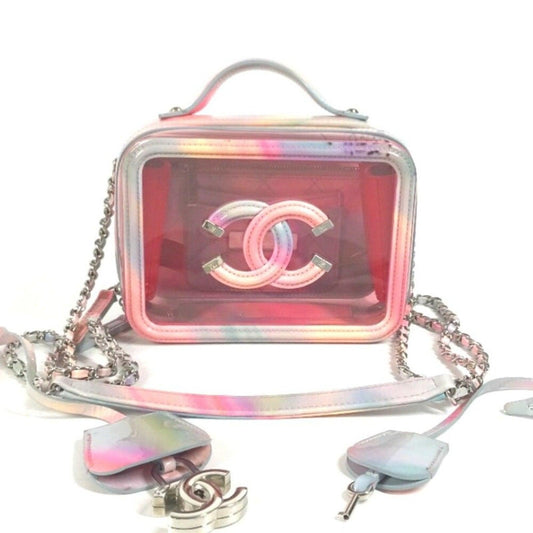 Authentic CHANEL CC PVC Calfskin Patent Leather Small Vanity Case Shoulder Purse - The Reluxe