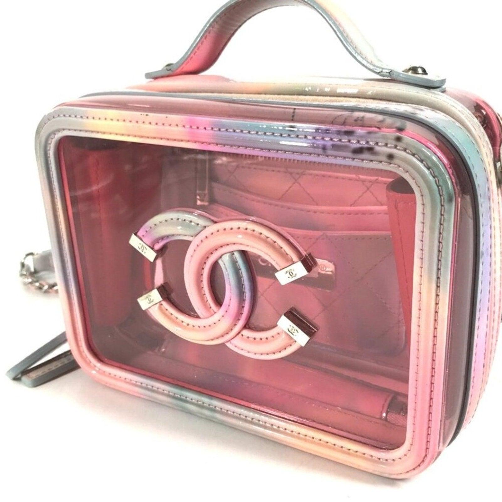 Authentic CHANEL CC PVC Calfskin Patent Leather Small Vanity Case Shoulder Purse - The Reluxe