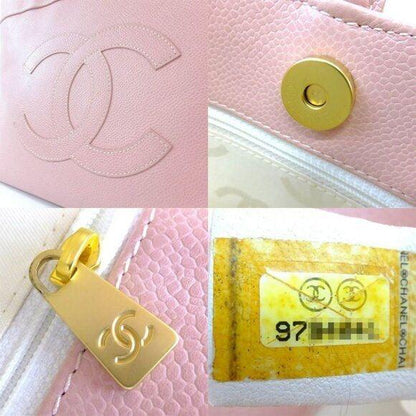 Authentic CHANEL CC Timeless Caviar Logo Shoulder Tote Bag Pink Leather Purse - The Reluxe