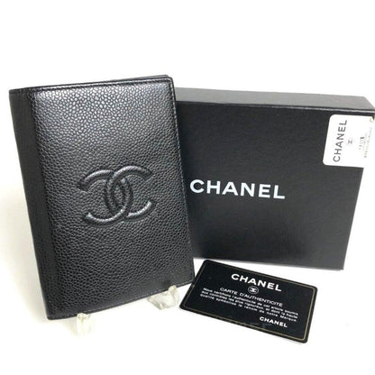 Authentic CHANEL CC Timeless Caviar Passport Holder Agenda Case Black Leather - The Reluxe