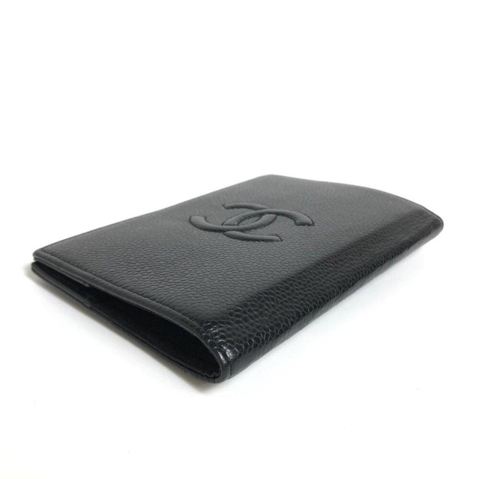 Authentic CHANEL CC Timeless Caviar Passport Holder Agenda Case Black Leather - The Reluxe