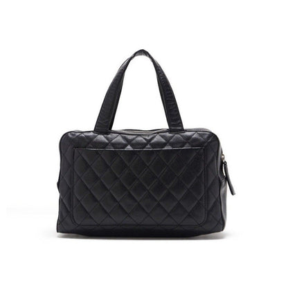 Authentic CHANEL CC Vintage Quilted Bowler Shoulder Hand Bag Tote Caviar Leather - The Reluxe