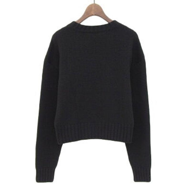 Authentic CHANEL Logo Embroidery Beads Cashmere Knit Jumper Sweater Pullover Top - The Reluxe