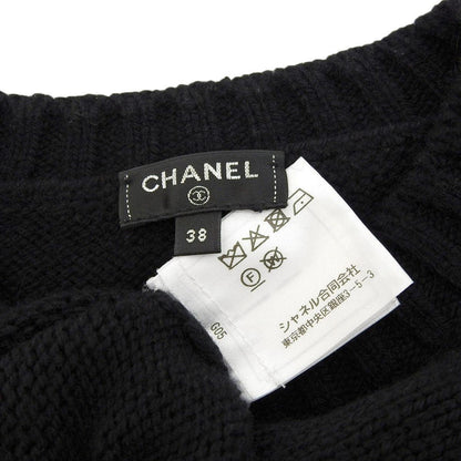 Authentic CHANEL Logo Embroidery Beads Cashmere Knit Jumper Sweater Pullover Top - The Reluxe