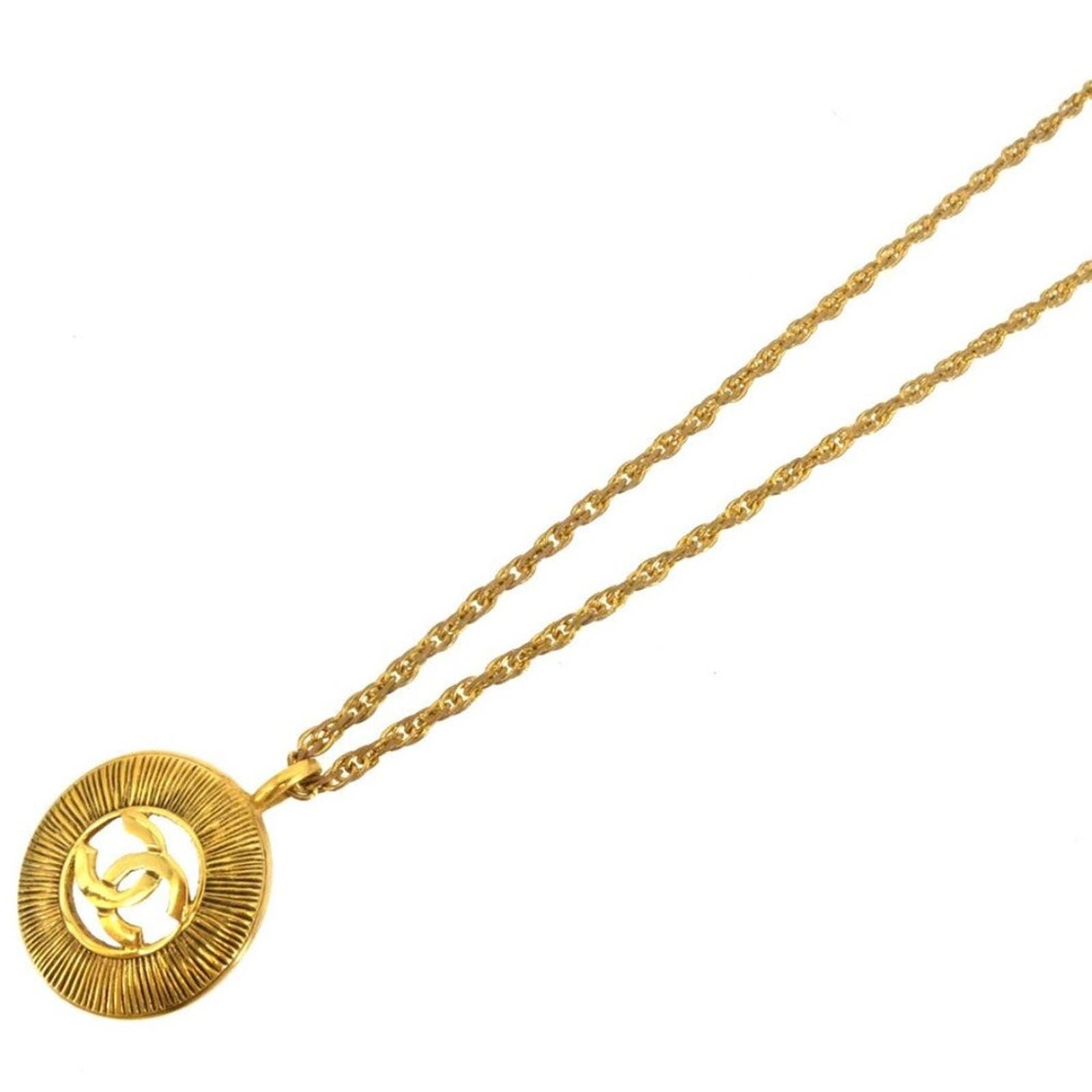 Authentic CHANEL Vintage Gold Necklace CC Paris Medallion Pendant - The Reluxe