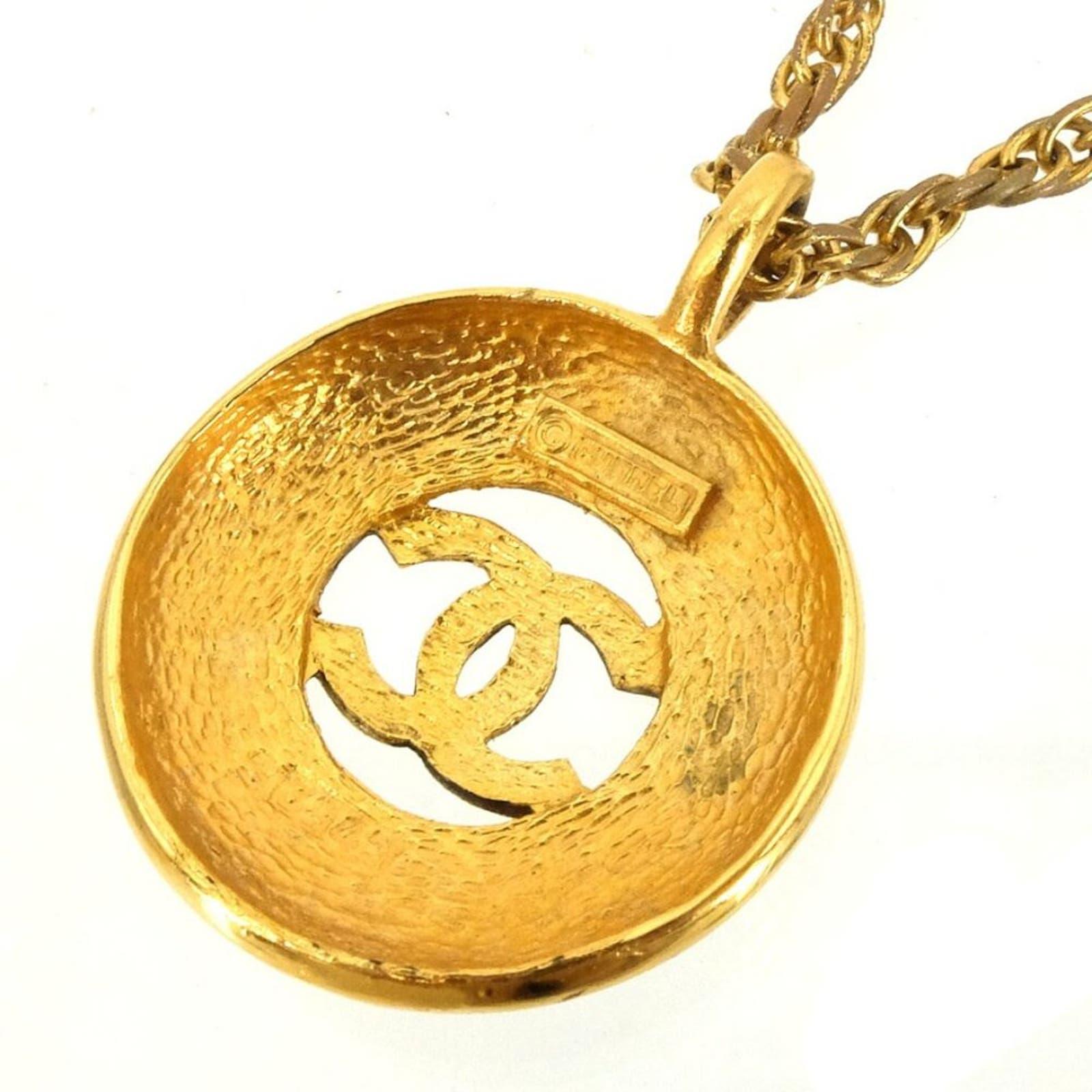 Authentic CHANEL Vintage Gold Necklace CC Paris Medallion Pendant - The Reluxe