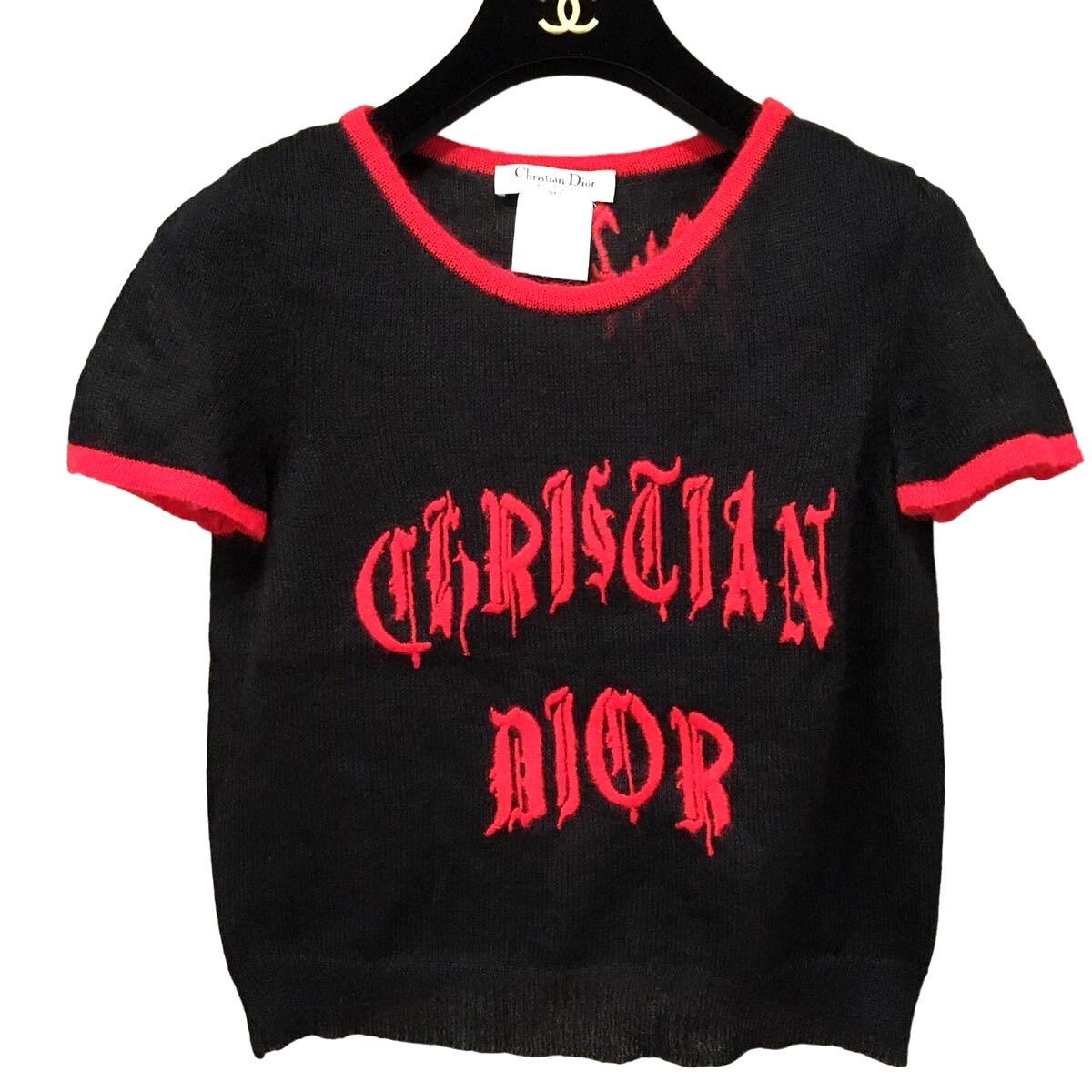 Authentic Christian Dior by Galliano SS02 Gothic Blood Red Knit Top Shirt 1947 - The Reluxe