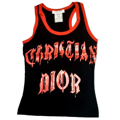 Authentic Christian Dior by Galliano SS02 Gothic Blood Red Tank Top Shirt 1947 - The Reluxe