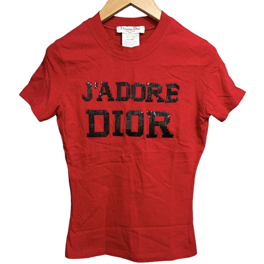 Authentic Christian Dior J'Adore Dior 1947 Studs Galliano Tank Top Shirt Red - The Reluxe