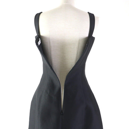 Authentic Christian Dior Long Sleeve Zip Up Flare Dress Navy 34 - The Reluxe