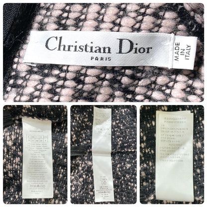 Authentic Christian Dior Mohair Alpaca Tweed Dress Black Pink Gradient Short 36 - The Reluxe