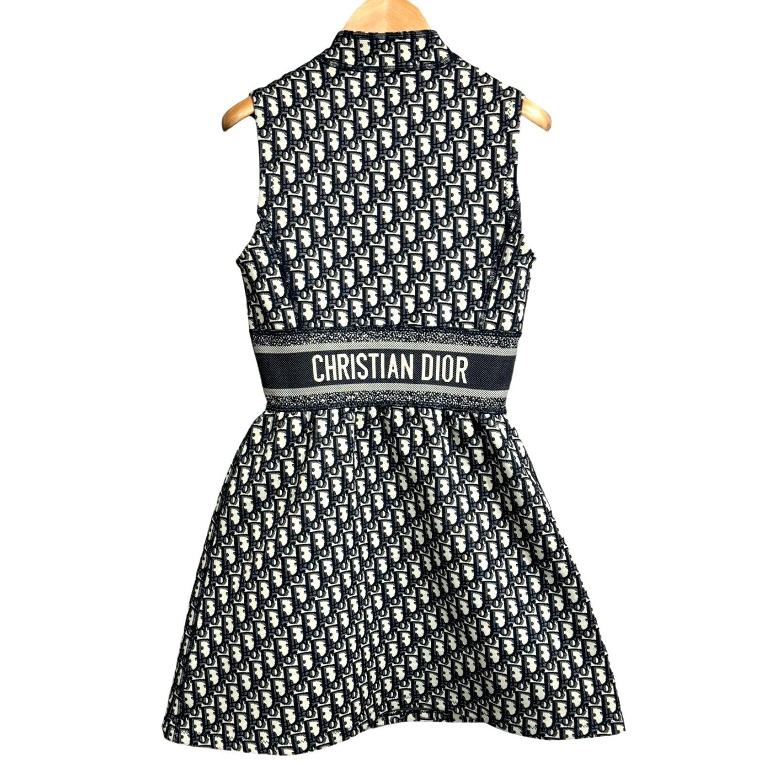 Authentic Christian Dior Trotter Logo Navy Monogram Vintage Dress Y2K Oblique - The Reluxe