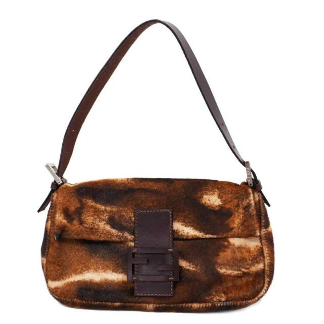 Authentic FENDI Mamma Bucket Baguette Calf Hair Pony Print Brown Shoulder Bag - The Reluxe