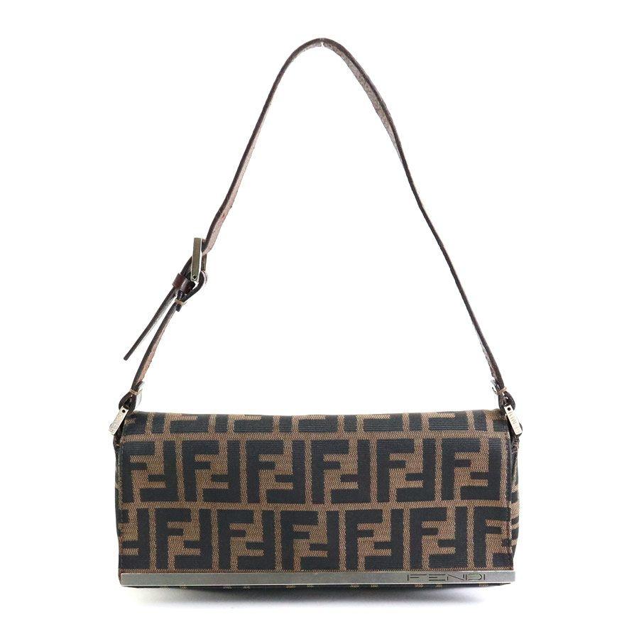 Authentic FENDI Mamma Zucca Baguette Tobacco Canvas Shoulder Bag Pochette Purse - The Reluxe