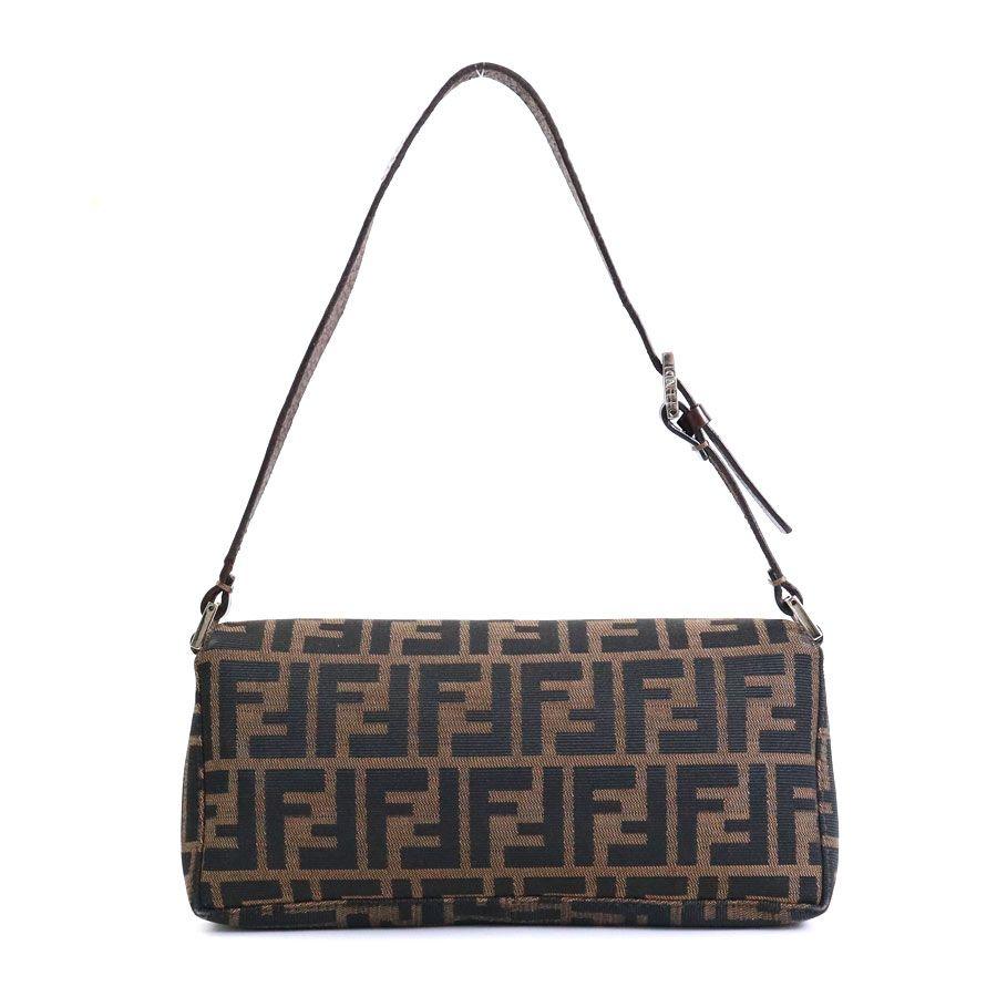 Authentic FENDI Mamma Zucca Baguette Tobacco Canvas Shoulder Bag Pochette Purse - The Reluxe